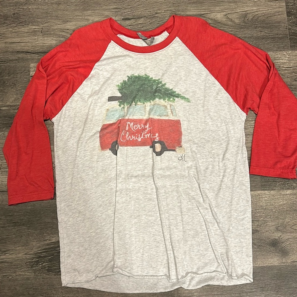 Women’s Christmas 3/4 length sleeve Ragland Tee